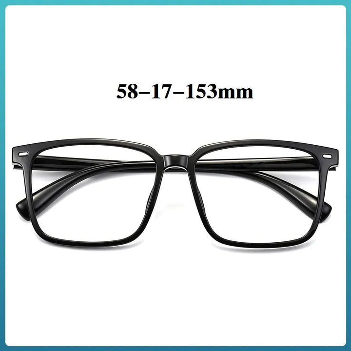 Cubojue Unisex Full Rim Large Square Tr 90 Titanium Frame Eyeglasses Full Rim Cubojue shiny black no function lens 0 