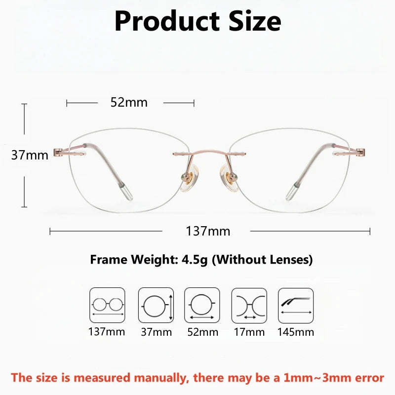 Yimaruili Women's Rimless Putterfly Cat Eye Titanium Eyeglasses 56071