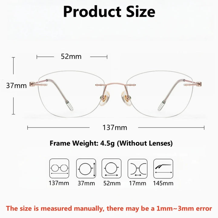 Yimaruili Women's Rimless Putterfly Cat Eye Titanium Eyeglasses 56071