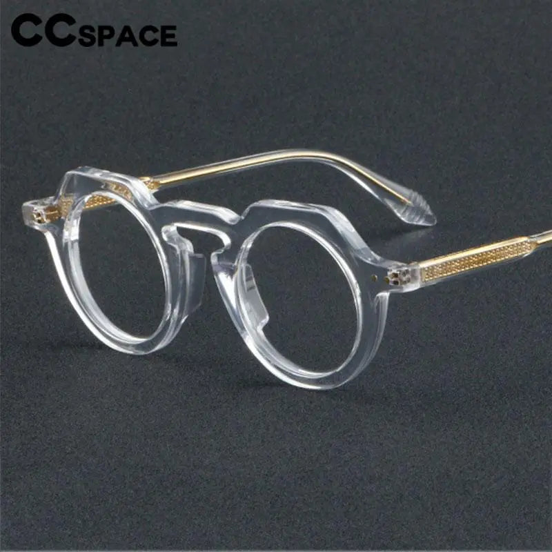 CCSpace Women's Full Rim Flat Top Round Acetate Eyeglasses 56936 Full Rim CCspace   