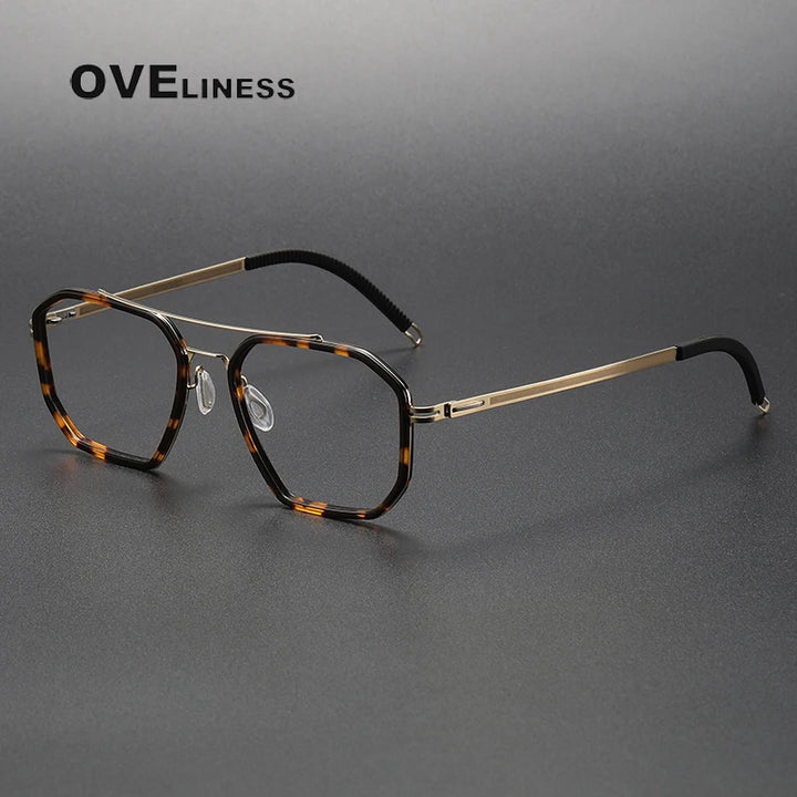 Oveliness Women's Full Rim Oval Double Bridge Acetate Titanium Eyeglasses 8202316