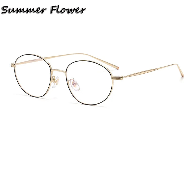 Summer Flower Women's Full Rim Oval Titanium Eyeglasses 57979