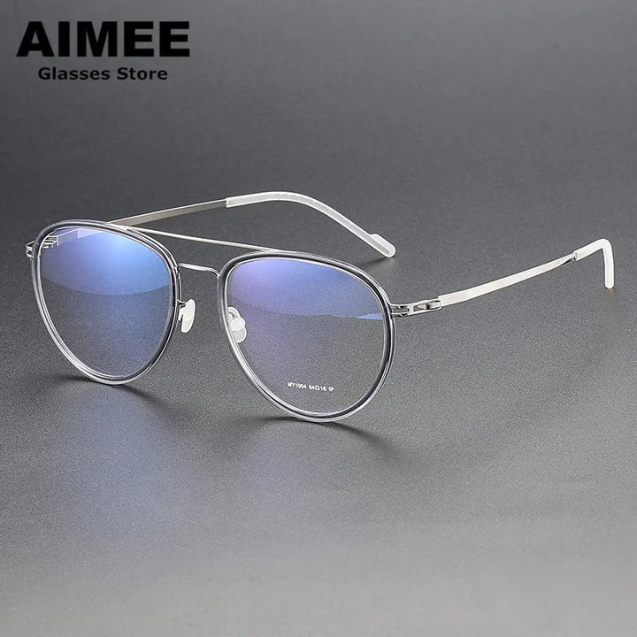 Aimee Unisex Full Rim Oval Double Bridge Steel Acetate Eyeglasses 1004