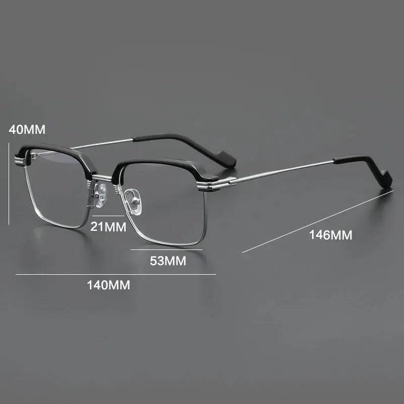 Gatenac Unisex Full Rim Polygon Square Acetate Titanium Eyeglasses 181094 — view 2 | Gatenac at FuzWeb