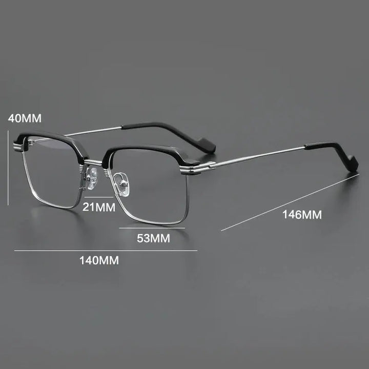 Gatenac Unisex Full Rim Polygon Square Acetate Titanium Eyeglasses 181094 — view 2 | Gatenac at FuzWeb