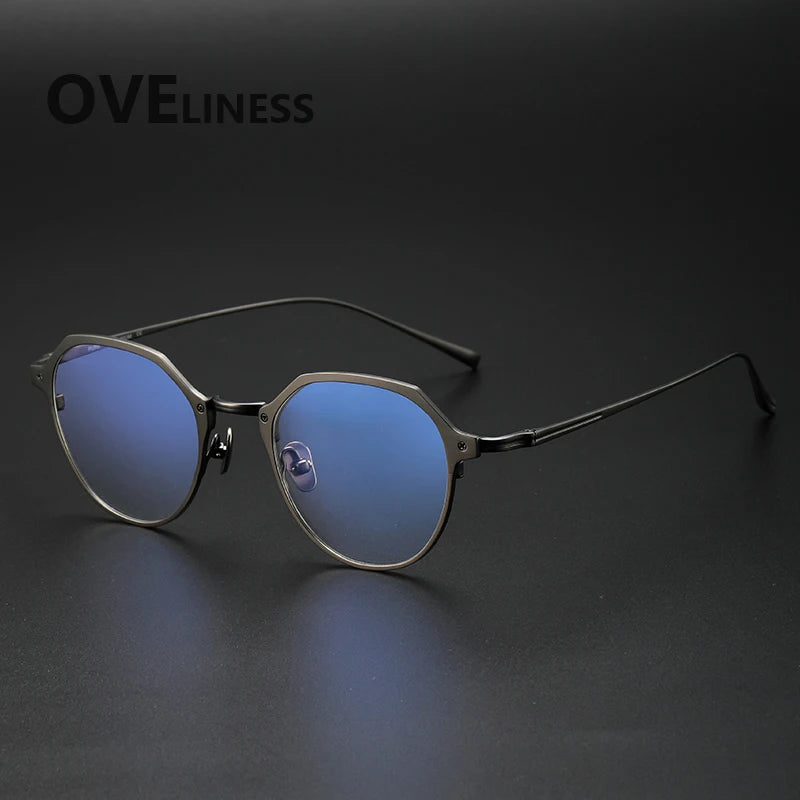 Oveliness Unisex Full Rim Big Polygon Titanium Eyeglasses 642039