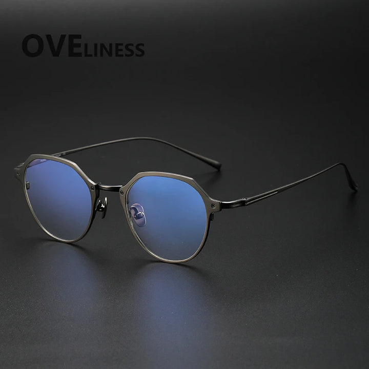 Oveliness Unisex Full Rim Big Polygon Titanium Eyeglasses 642039