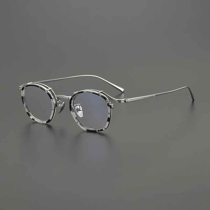 Gatenac Unisex Full Rim Square Acetate Titanium Eyeglasses G8018