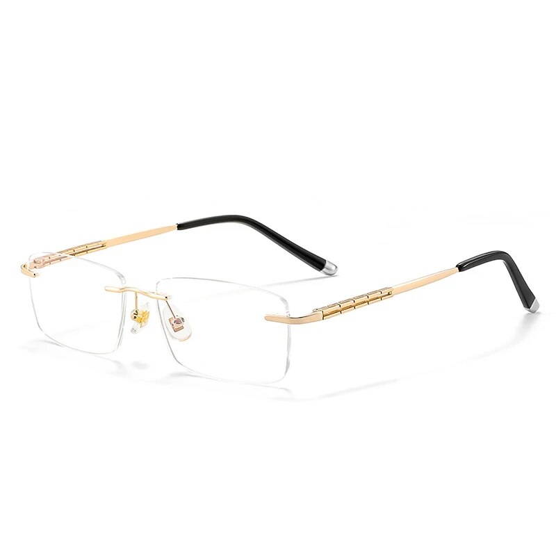 KatKani Unisex Rimless Square Titanium Eyeglasses 66070 Rimless KatKani Eyeglasses Gold  