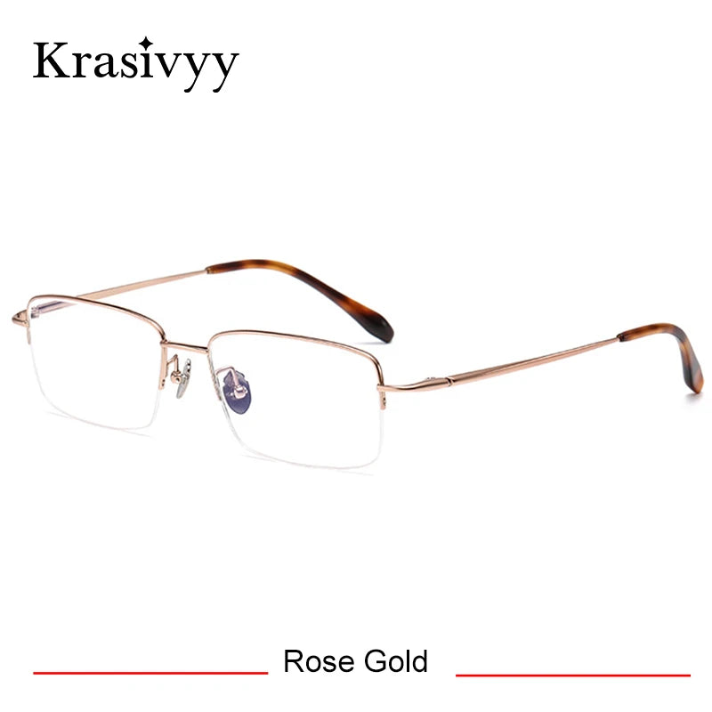 Krasivyy Men's Semi Rim Big Square Titanium Eyeglasses 316088