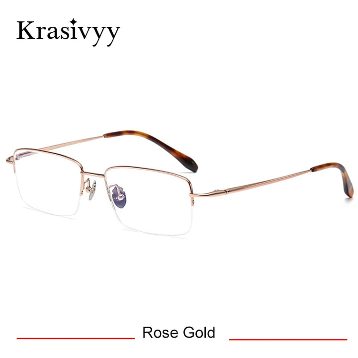 Krasivyy Men's Semi Rim Big Square Titanium Eyeglasses 316088
