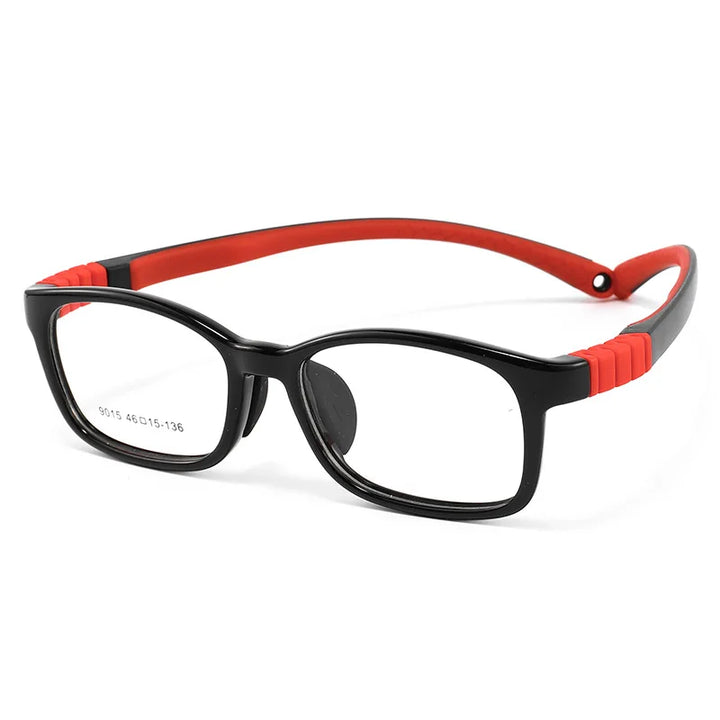 Yimaruili Unisex Youth's Full Rim Square Tr 90 Silicone Eyeglasses Y9015 Full Rim Yimaruili Eyeglasses Black Red  