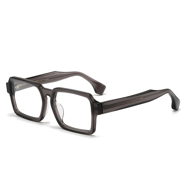 Black Mask Unisex Full Rim Square Thick Acetate Eyeglasses 21378 Full Rim Black Mask Gray  