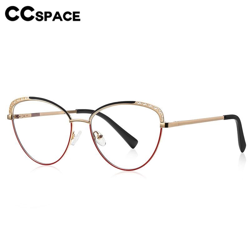 CCSpace Women's Full Rim Square Cat Eye Alloy Eyeglasses 56798 Full Rim CCspace   