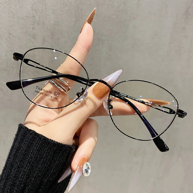 Yimaruili Unisex Full Rim Cat-Eye Pure Titanium Eyeglasses PZ-90309 — view 6 | Yimaruili at FuzWeb