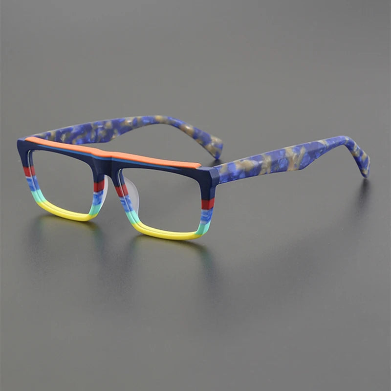 Gatenac Unisex Full Rim Square Frosted Acetate Eyeglasses Gxyj1208 Full Rim Gatenac Frosted Blue  