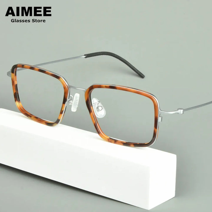 Aimee Unisex Full Rim Square Titanium Acetate Eyeglasses 14501 Full Rim Aimee   