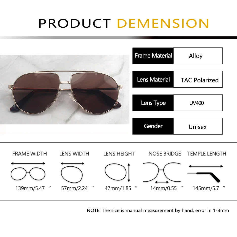 Esnbie Women's Full Rim Oval Double Bridge Alloy Tac Sunglasses 241051