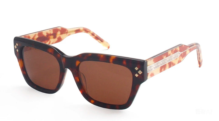Esnbie Unisex Full Rim Square Brow Line Acetate Sunglasses 491236