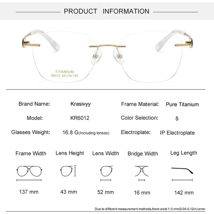 Krasivyy Women's Rimless Flat Top Square Titanium Eyeglasses 6012 Rimless Krasivyy   