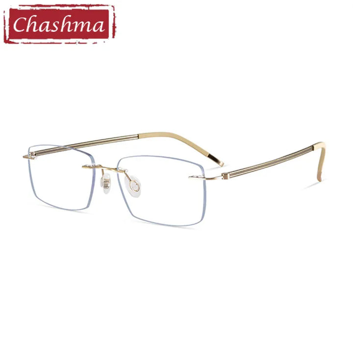 Chashma Men's Rimless Square Titanium Eyeglasses 7263 Rimless Chashma Gold Brown  