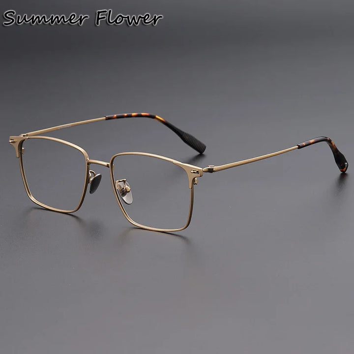 Summer Flower Men's Full Rim Square Brow Line Titanium Eyeglasses 62539