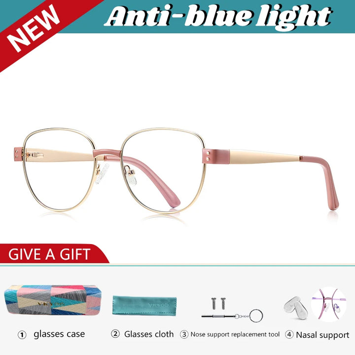 Vicky Women's Full Rim Oval Square Alloy Reading Glasses 513173