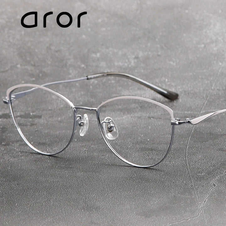 Aror Women's Full Rim Oval Cat Eye Titanium Acetate Eyeglasses 95238 Full Rim Aror