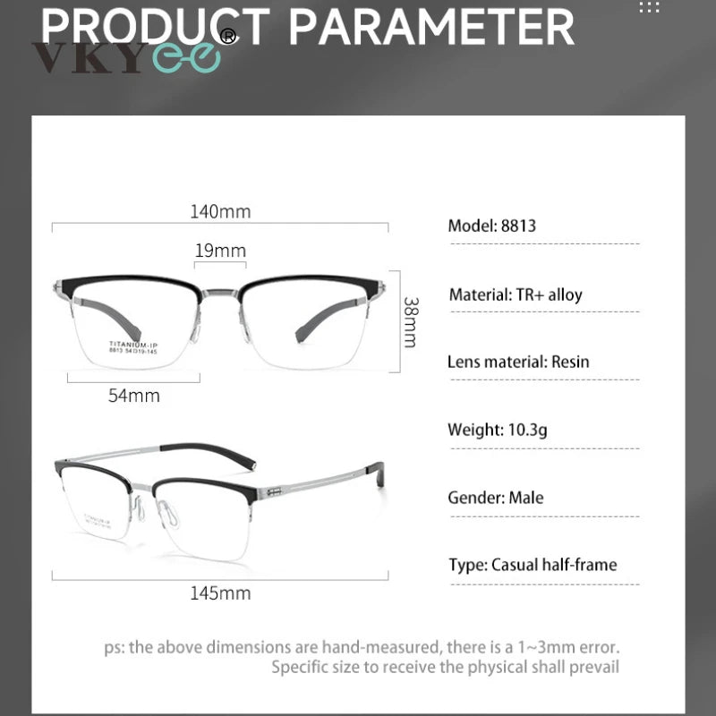 Vicky Unisex Semi Rim Square Titanium Reading Glasses 628813