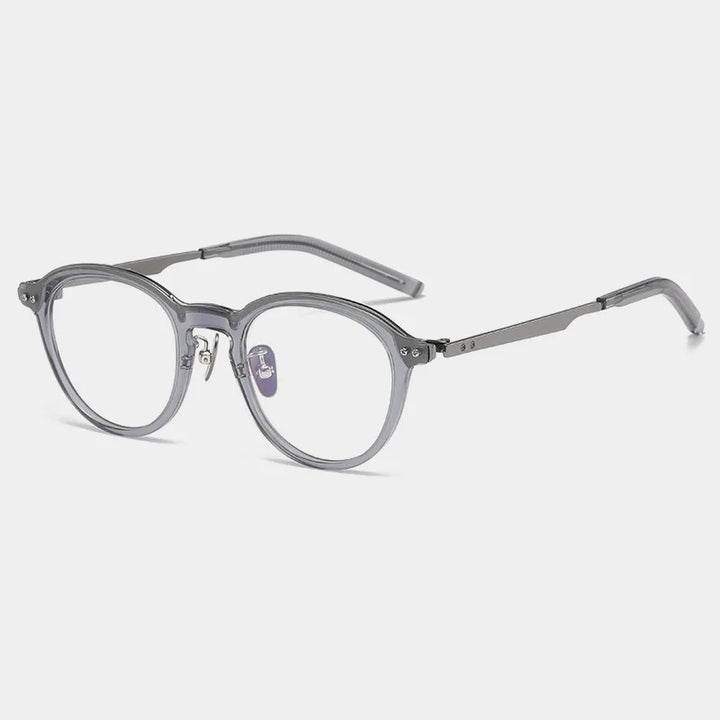 Black Mask Unisex Full Rim Round Titanium Acetate Eyeglasses  13113 Full Rim Black Mask Gray  