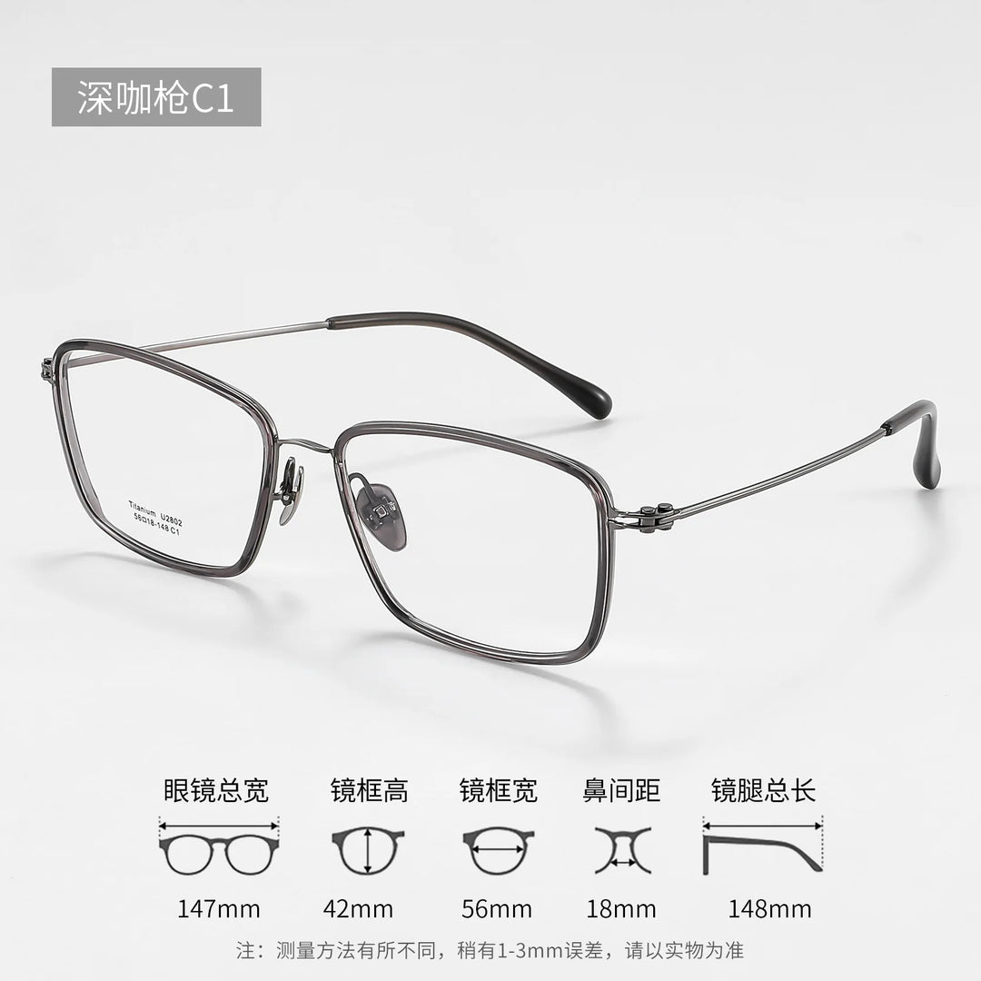 Zirosat Unisex Full Rim Polygon Square Tr 90 Titanium Eyeglasses 28021