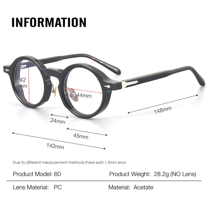 Muzz Men's Full Rim Oval Round Acetate Eyeglasses 912460