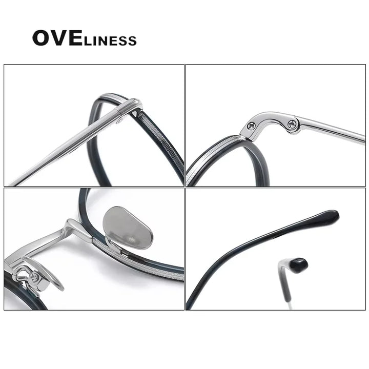 Oveliness Unisex Full Rim Polygon Acetate Titanium Eyeglasses 8502 Full Rim Oveliness   