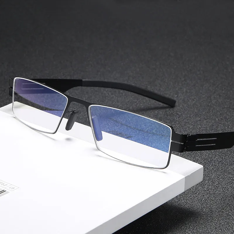Black Mask Unisex Full Rim Square Stainless Steel Eyeglasses Ib005 Full Rim Black Mask   