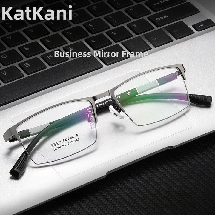 KatKani Men's Full Rim Large Square Tr 90 Titanium Eyeglasses 5029 Full Rim KatKani Eyeglasses   