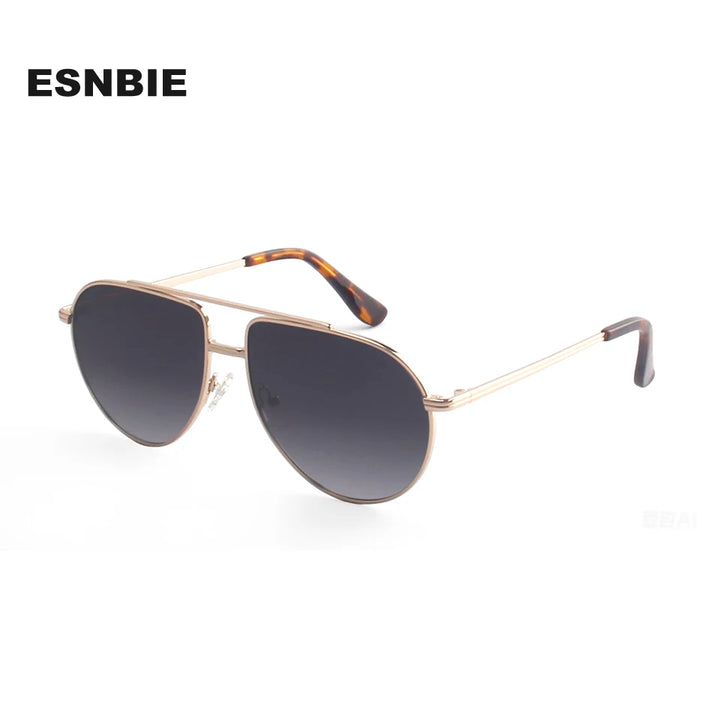 Esnbie Women's Full Rim Oval Double Bridge Alloy Tac Sunglasses 241051
