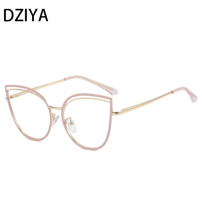 Dziya Women's Full Rim Square Cat Eye Alloy Presbyopic Reading Glasses 60859 Reading Glasses Dziya +25 Pink 