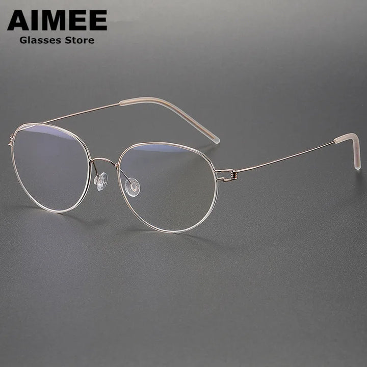 Aimee Unisex Full Rim Oval Round Screwless Titanium Eyeglasses 4352 Full Rim Aimee   