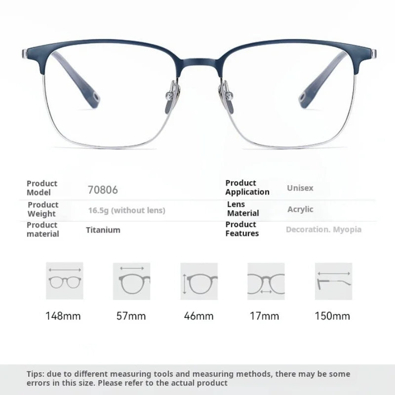 Momoja Unisex Full Rim Big Square Tr 90 Titanium Eyeglasses 770806