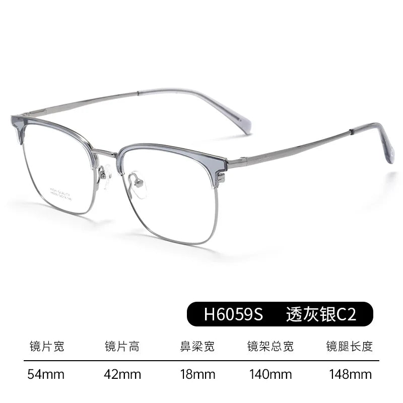 Bclear Unisex Full Rim Square Brow Line Titanium Eyeglasses 16059