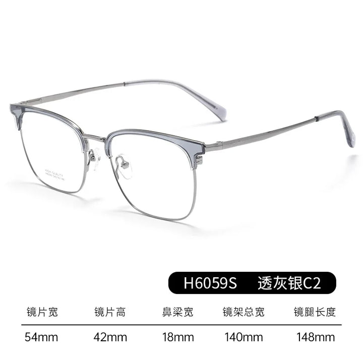 Bclear Unisex Full Rim Square Brow Line Titanium Eyeglasses 16059