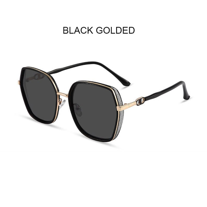 Zirosat Unisex Full Rim Square Alloy Acetate Polarized Sunglasses 8014 Sunglasses Zirosat black golden  