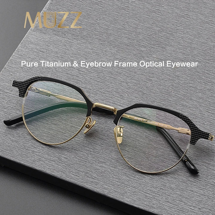 Muzz Unisex Full Rim Flat Top Oval Titannium Acetate Eyeglasses 99903 Full Rim Muzz   