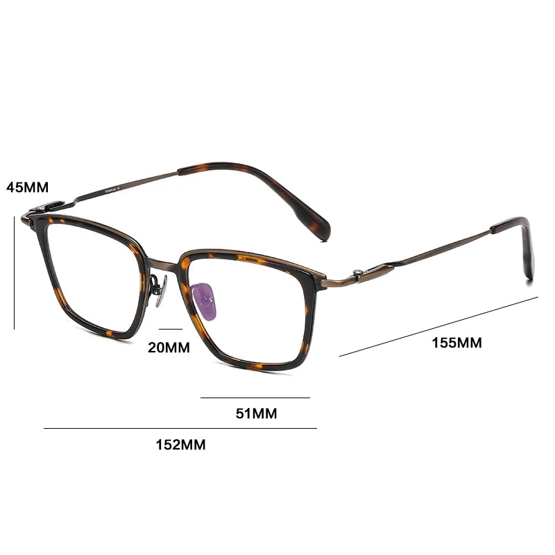 Gatenac Unisex Full Rim Big Square Titanium Acetate Photochromic Reading Glasses 570055