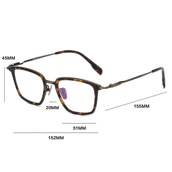Gatenac Unisex Full Rim Big Square Titanium Acetate Photochromic Reading Glasses 570055