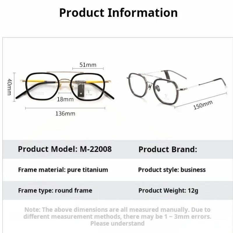 Momoja Women's Full Rim Square Double Bridge Titanium Eyeglasses 722108