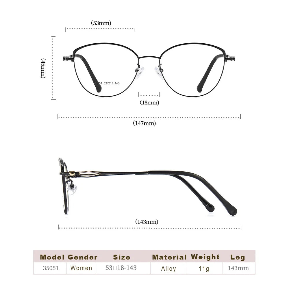 Gmei Optical 35051 women's cat eye alloy prescription eyeglasses — view 2