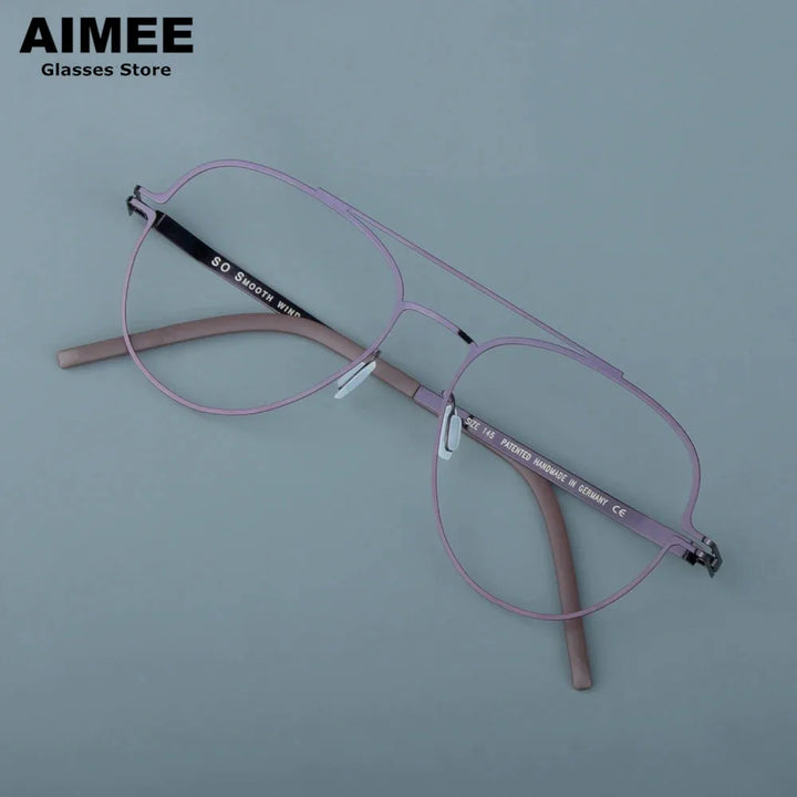 Aimee Unisex Full Rim Round Double Bridge Steel Eyeglasses 14657 Full Rim Aimee Purple  