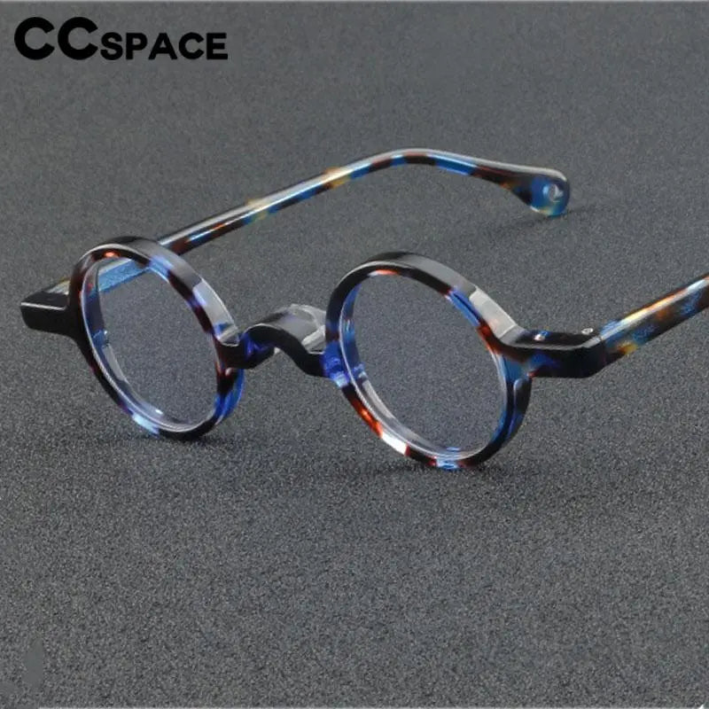 CCspace Unisex Full Rim Small Round Acetate Eyeglasses 56935 Full Rim CCspace   