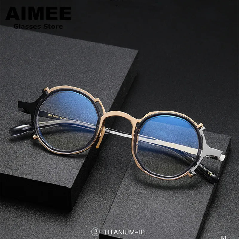 Aimee Unisex Full Rim Round Titanium Acetate Eyeglasses 4483 Full Rim Aimee   